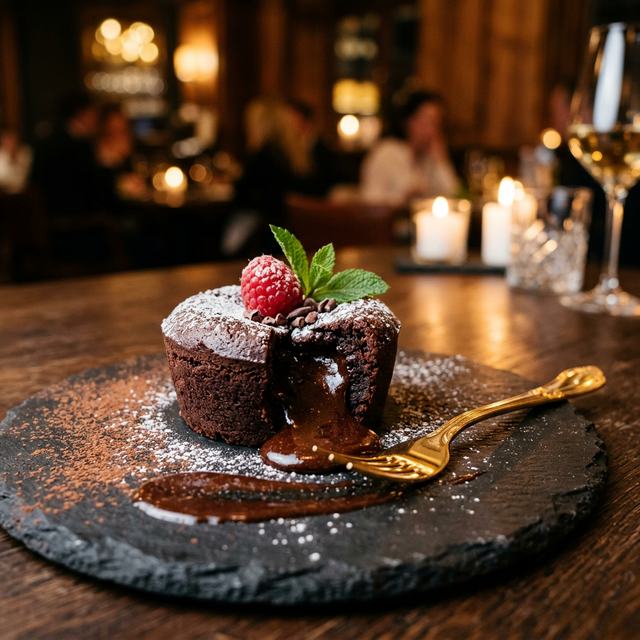 AI food photography — chocolate lava cake