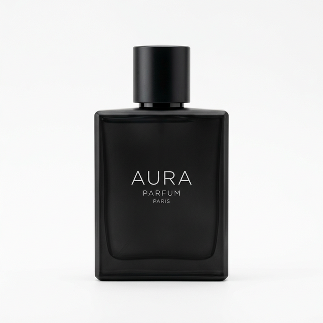 AI product photography — perfume bottle on white